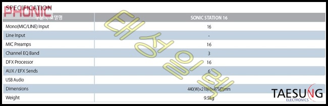 SONIC STATION 16/포닉믹서/16채널믹서/PHONIC/4그룹/3밴드EQ/16MONO/디지털이펙터/서브우퍼믹서/클럽믹서/교회믹서/공연장믹서/밴드부믹서/포닉/락볼링장믹서/행사장믹서/야외무대믹서/음향렌탈믹서